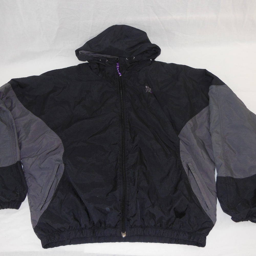 In Sport Windbreaker VTG Large L Black Gray Purple